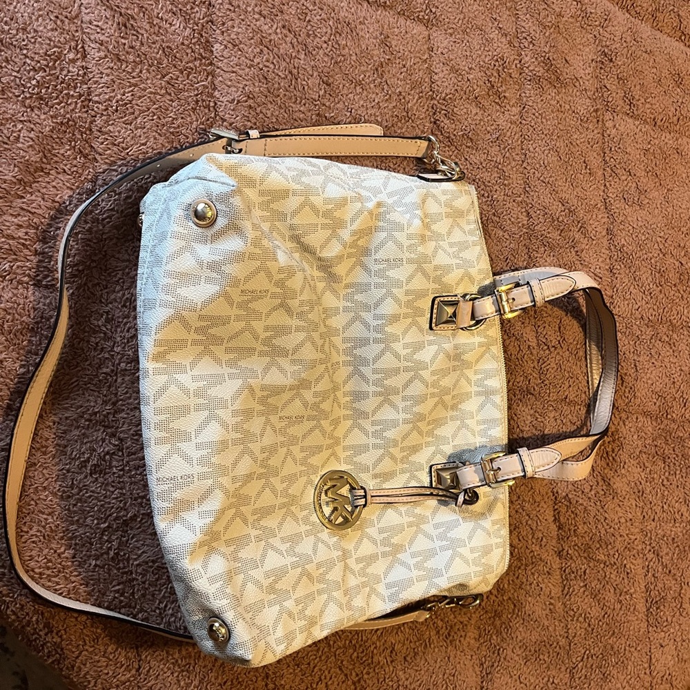 Stylish Cream and Tan Handbag
